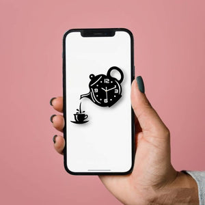 Wooden Kitchen Wall Clock with Coffee Cup and Kettle Design Stylish Home Decor