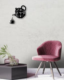 Wooden Kitchen Wall Clock with Coffee Cup and Kettle Design Stylish Home Decor